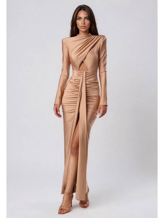 sax35th sax35th Sukienka wieczorowa AGATHE Beżowy Slim Fit