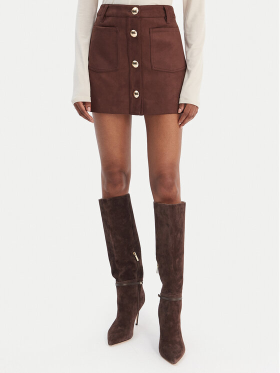 Bardot Bardot Fustă din imitație de piele Lorenzo 59673SB1 Maro Regular Fit