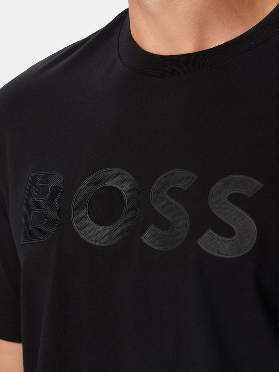 BOSS BOSS T-Shirt Structure Logo 50566883 Czarny Regular Fit