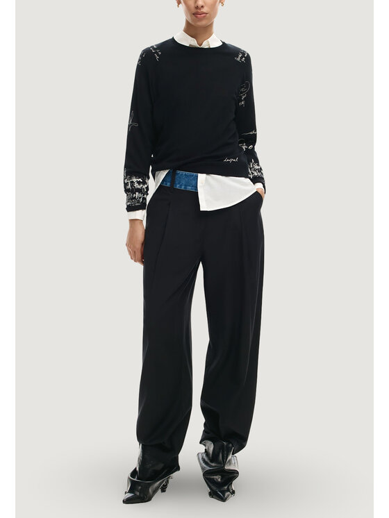 Desigual Desigual Πουλόβερ JERS_MARQUETTE Μαύρο Casual Fit