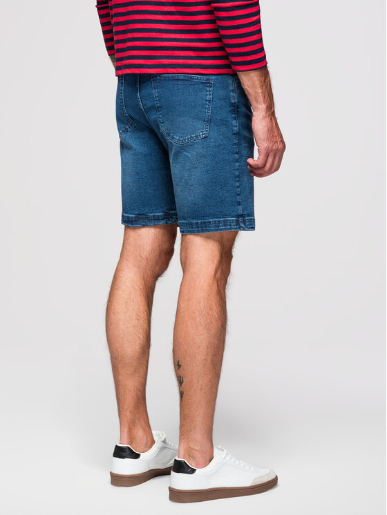 Ombre Ombre Džínové šortky OM-SRDS-0192 Tmavomodrá Slim Fit