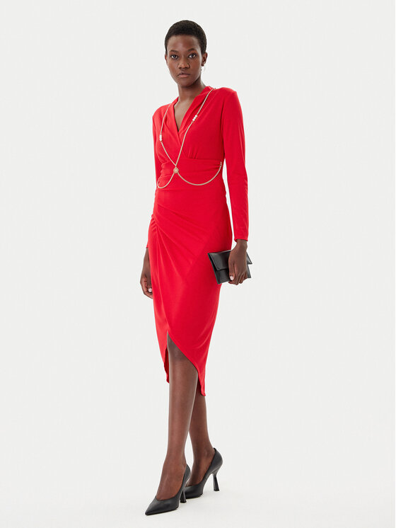 Rinascimento Rinascimento Kokteilinė suknelė CFC0020146002 Raudona Slim Fit