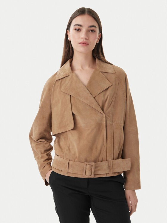 Marella Geacă de piele Epoca 2613441061 Bej Regular Fit