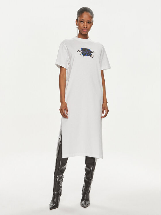 Karl Lagerfeld Jeans Vestito da giorno 241J1300 Bianco Regular Fit, taglia : XS