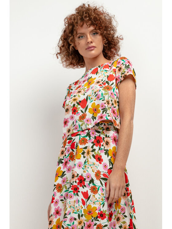 Tessita Tessita T-Shirt TOP T408_3_L Kolorowy Relaxed Fit