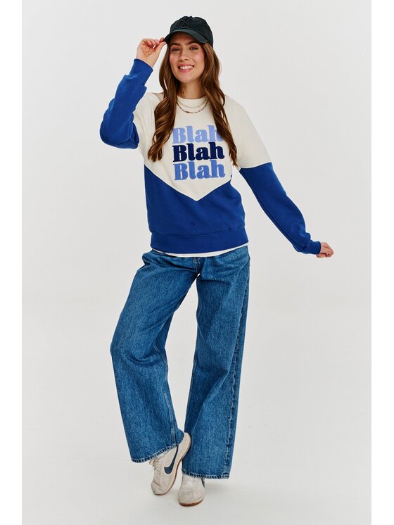 NAOKO NAOKO Mikina Blah Blah Blah Modrá Regular Fit