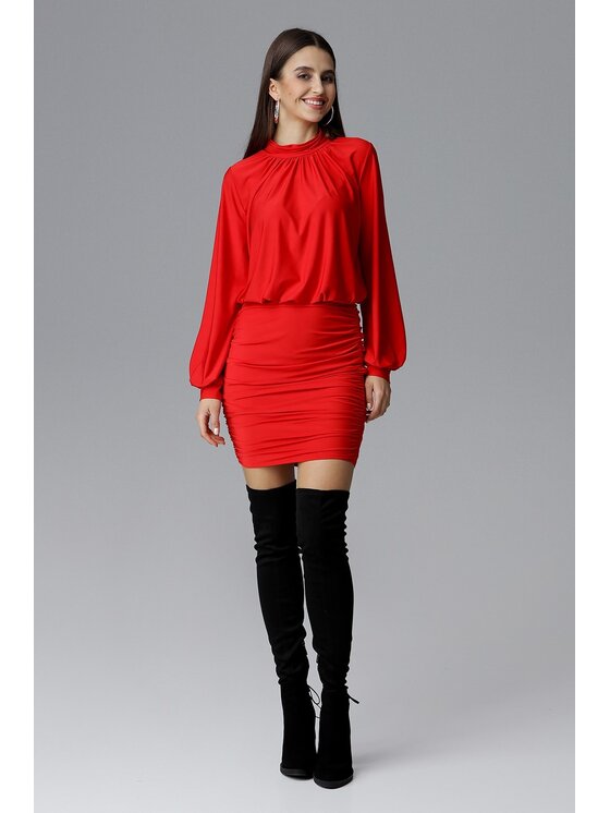FIGL FIGL Sukienka M635 Czerwony Slim Fit