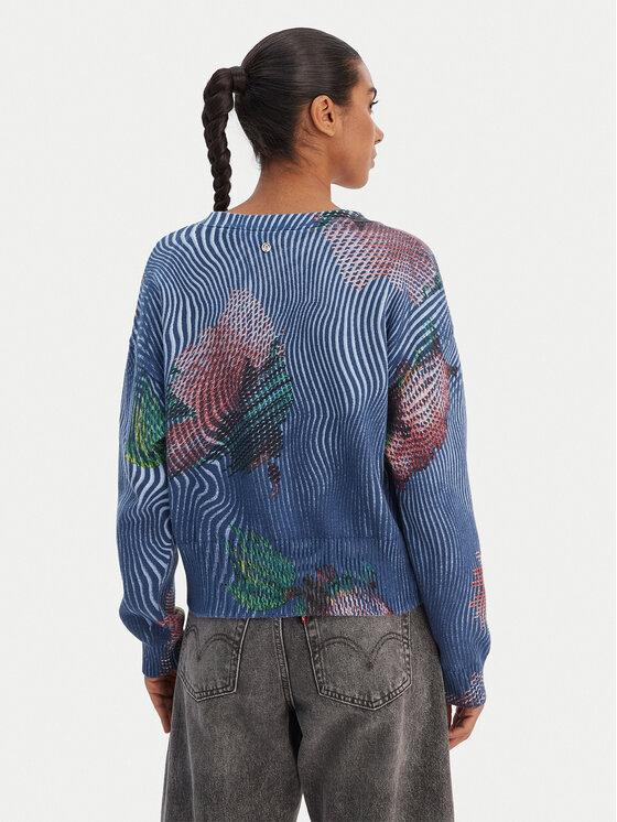 Desigual Desigual Kardigan 26SWJF19 Niebieski Regular Fit