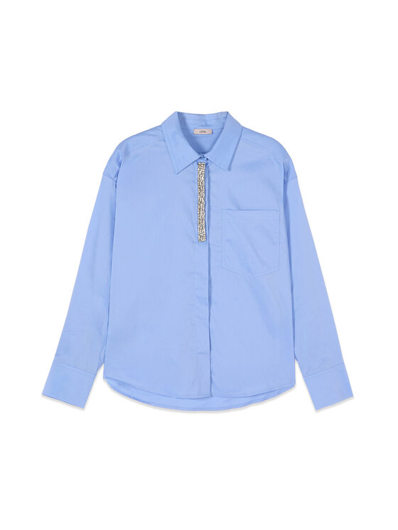 Oltre Oltre Koszula 5032J000813N004 Turkusowy Regular Fit
