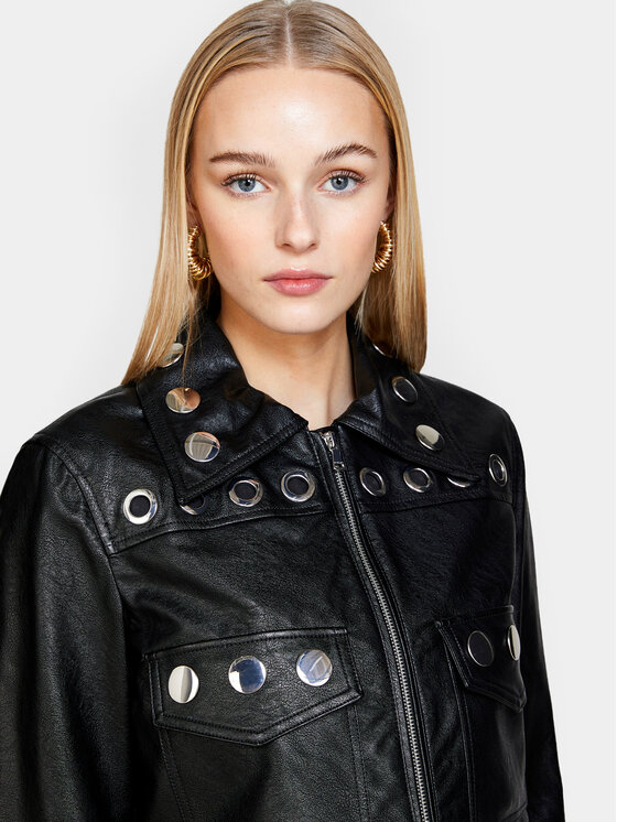 Sisley Sisley Jakna od imitacije kože 2X0JLN03Q Crna Regular Fit