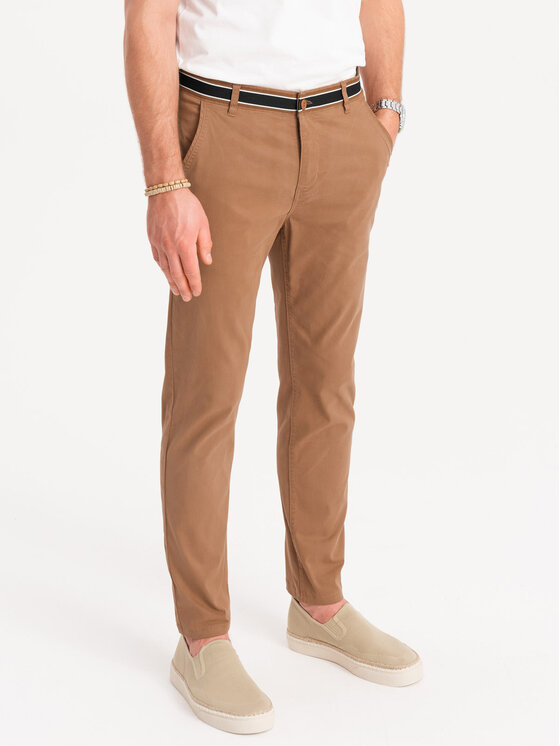 Ombre Ombre Chinosy OM-PACP-0118 Brązowy Regular Fit