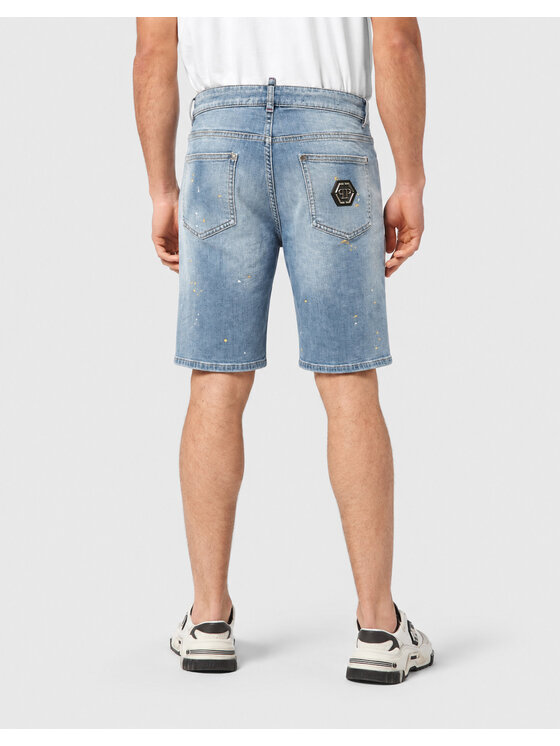 PHILIPP PLEIN PHILIPP PLEIN Szorty jeansowe 31790 Niebieski Loose Fit