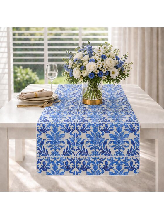 Roseberry Home Roseberry Home Bieżnik dwustronny Majolica Blue & Dandy Blue Niebieski