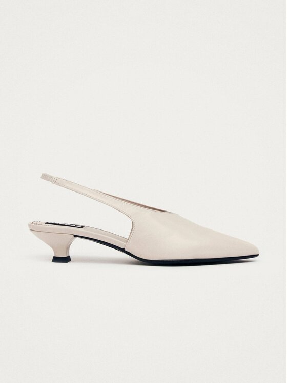Podpiętki skórzane, rozmiar 37, Beżowe, Eros Cream Leather Pumps