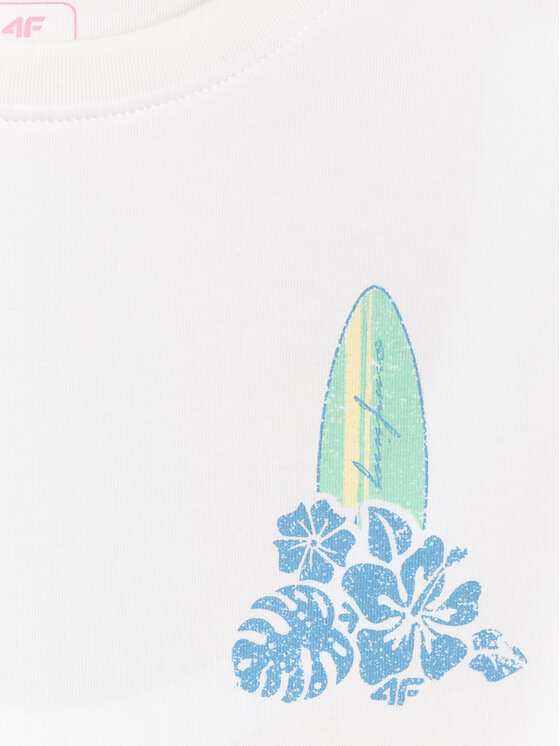 4F 4F T-Shirt SUMMER SPLASH Biały Loose Fit