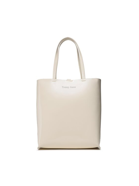 Geantă Tommy Jeans Must North South Patent Tote AW0AW15540 Bej