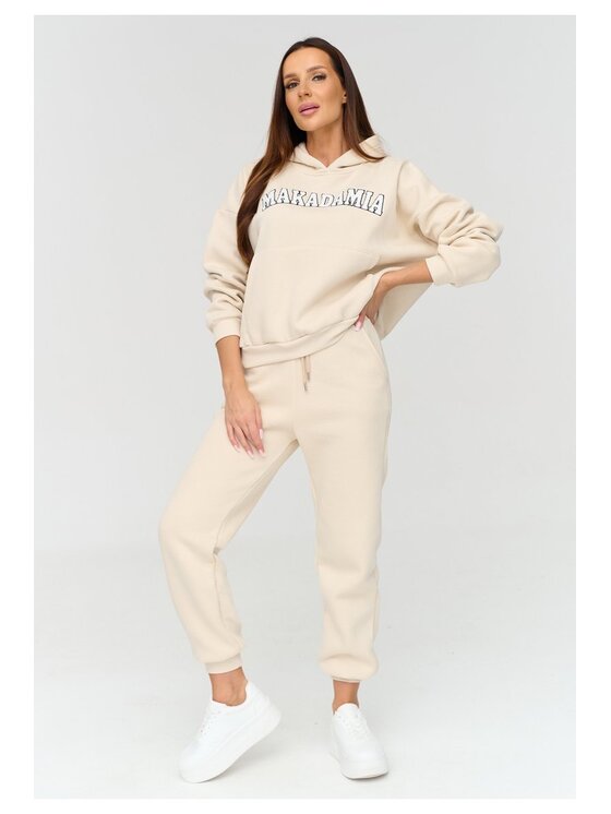 Makadamia Makadamia Dres A16 Beżowy Loose Fit