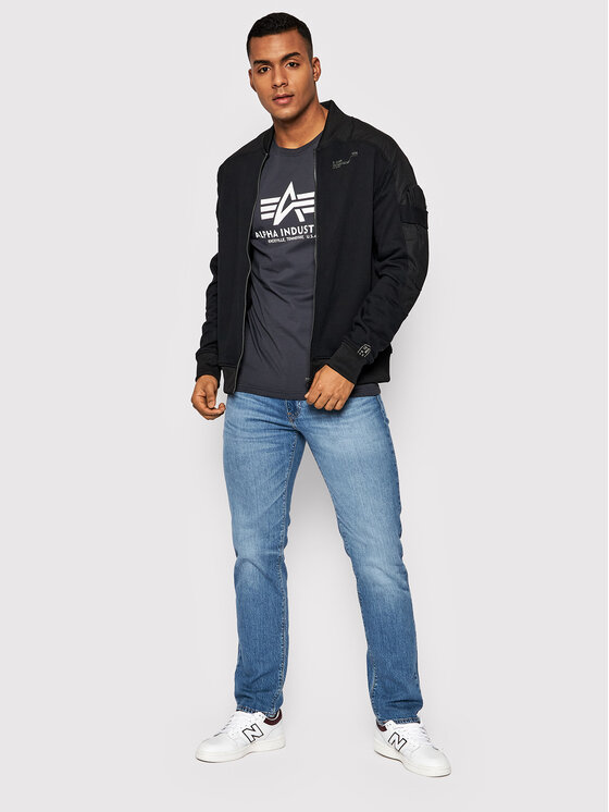 Alpha Industries Alpha Industries Longsleeve Basic 100510 Granatowy Regular Fit