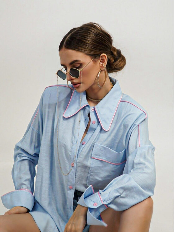 LilaLou LilaLou Košeľa Mimi Modrá Oversize