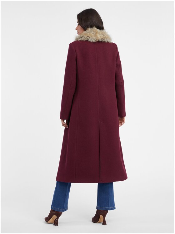 Orsay Orsay Płaszcz 830288451000__40 Bordowy Straight Fit