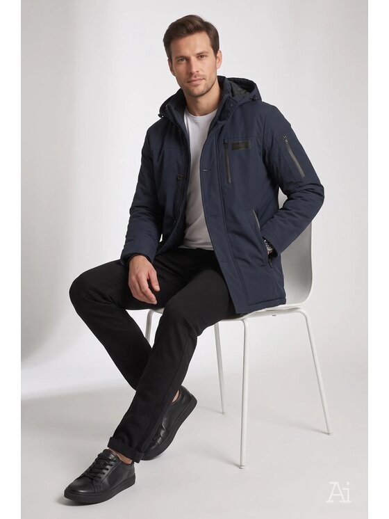 Cross Jeans Cross Jeans Kurtka zimowa 40321-001 Granatowy Regular Fit