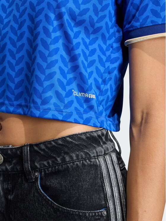 adidas adidas Koszulka techniczna Italy 26 Home Cropped Jersey Błękitny Regular Fit
