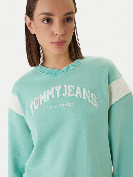Tommy Jeans Tommy Jeans Bluză Varsity Crew DW0DW22365 Verde Regular Fit