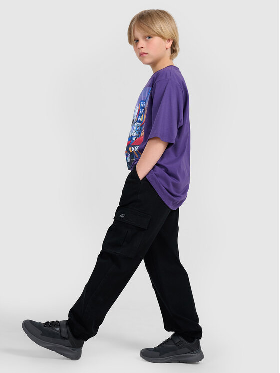 4F 4F T-Shirt CITY LINES Fioletowy Oversize