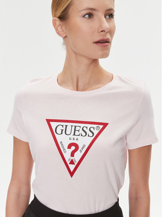 Guess Guess Тишърт W1YI1B I3Z14 Розов Slim Fit