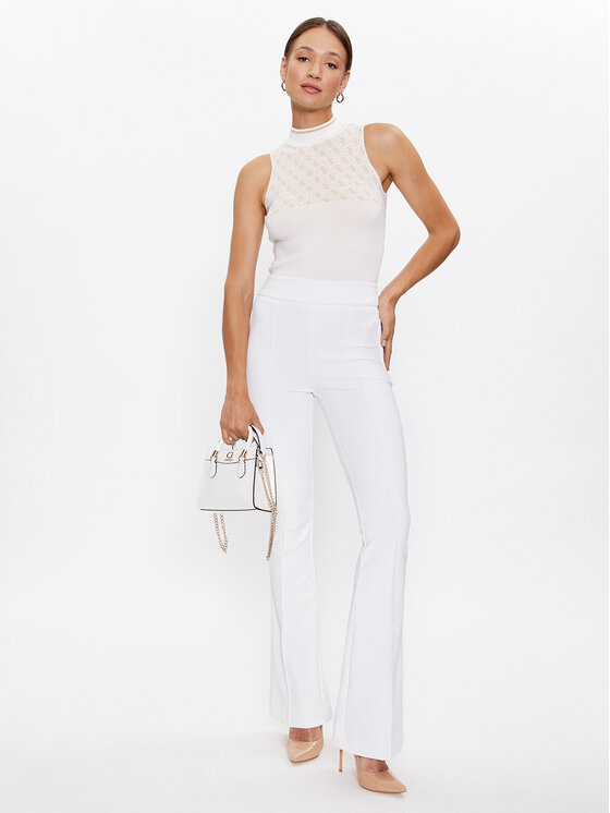 Guess Guess Bluză W3YR26 Z37K0 Bej Slim Fit