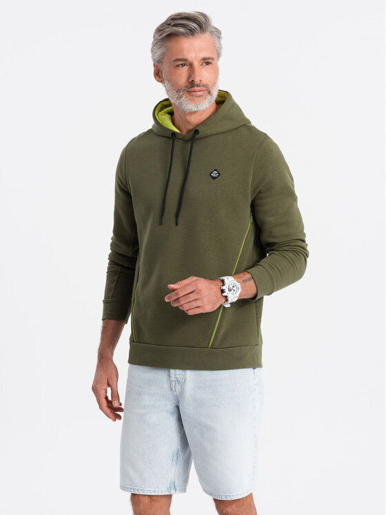Ombre Ombre Mikina OM-SSNZ-22FW-006 Zelená Regular Fit