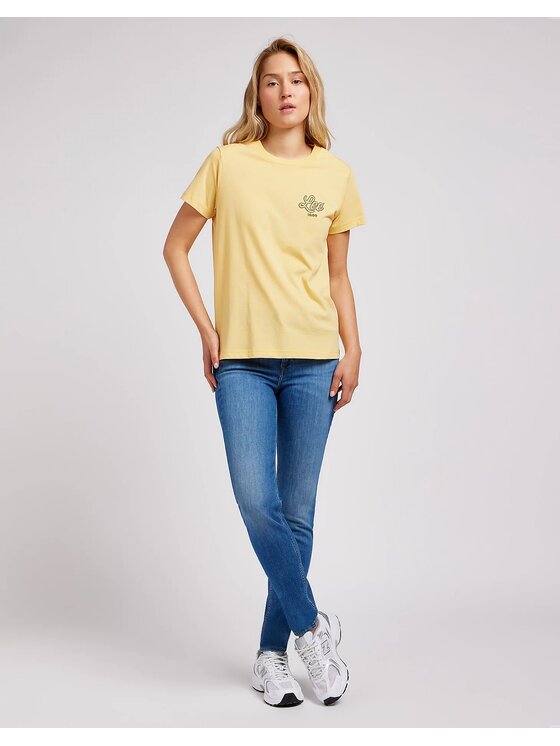 Lee Lee T-Shirt Small Logo Tee 112350197 Żółty Regular Fit