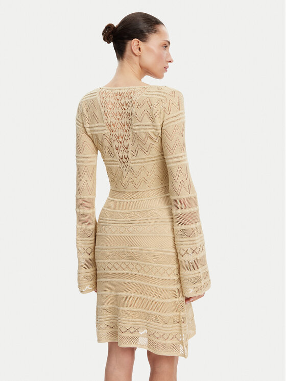 Guess Guess Трикотажна сукня W5GK48 Z3E22 Бежевий Slim Fit