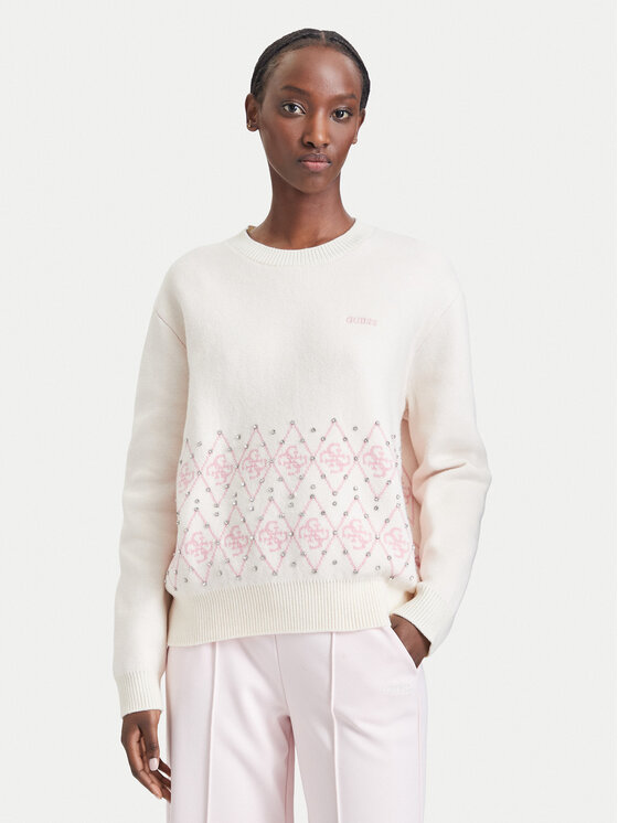 Guess Guess Sweter V6BR16 Z2278 Kremowy Regular Fit