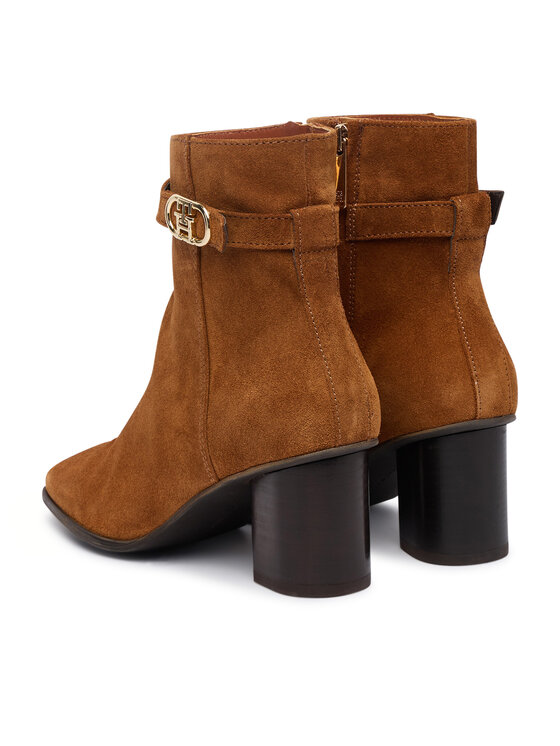 Tommy Hilfiger Tommy Hilfiger Škornji Th Strap Suede Block Heel Boot FW0FW09521 Temno bež