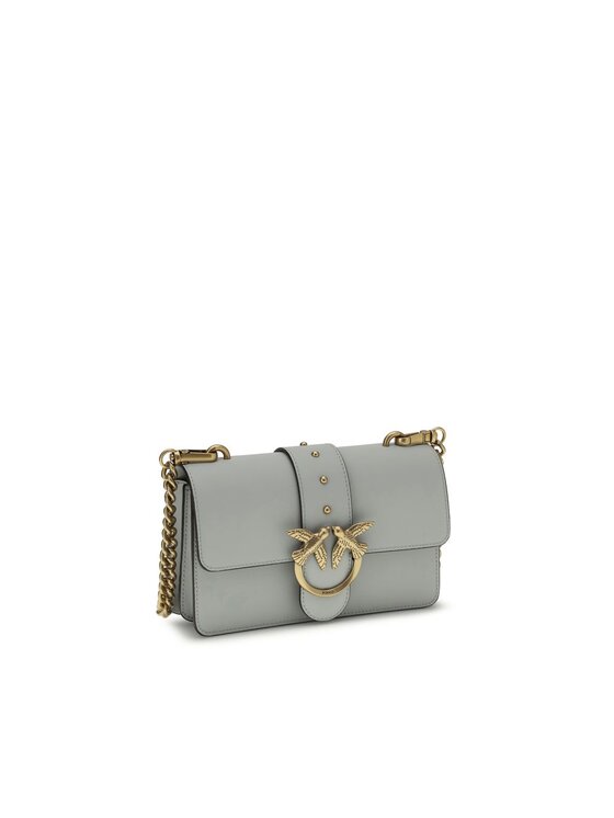 PINKO PINKO Kabelka Gray Calf Leather Bos Taurus Shoulder Sivá