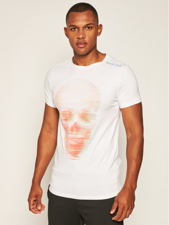 Rage Age Rage Age T-Shirt Holoskull 1 Biały Slim Fit