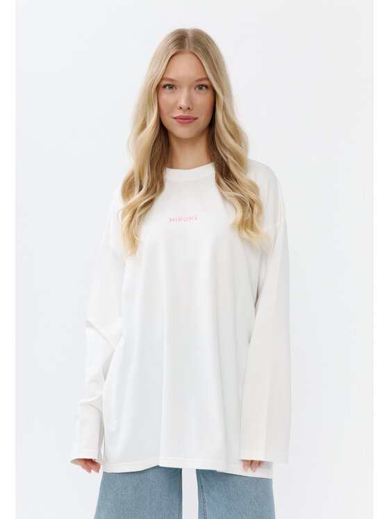 Mirons Mirons Longsleeve Print Biały Oversize