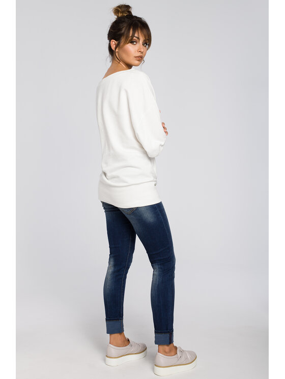 BeWear BeWear Bluza B048 Biały Baggy Fit