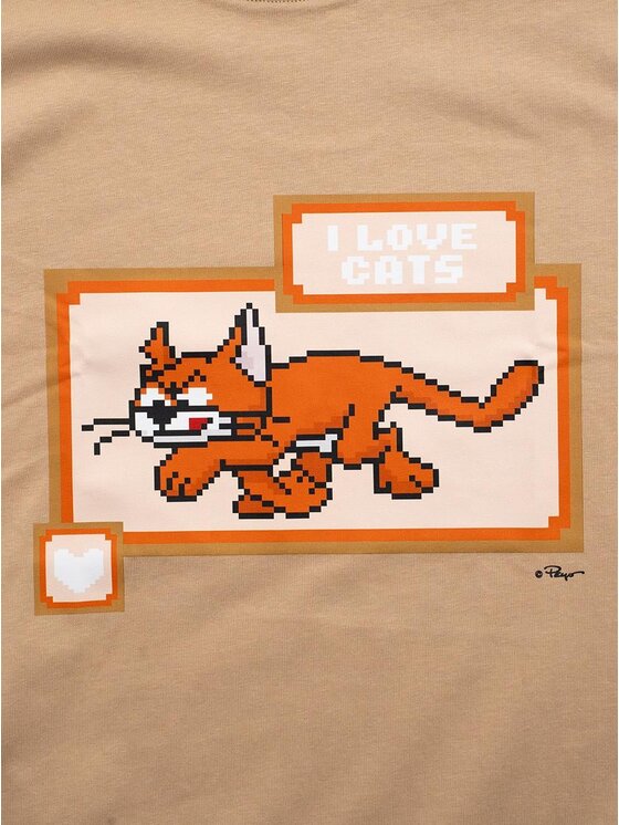 Smerfy Smerfy T-Shirt Szeroka luźna Klakier pixel 131798 Beżowy Oversize