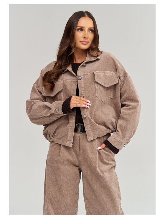 Makadamia Makadamia Kurtka przejściowa C96 Brązowy Loose Fit