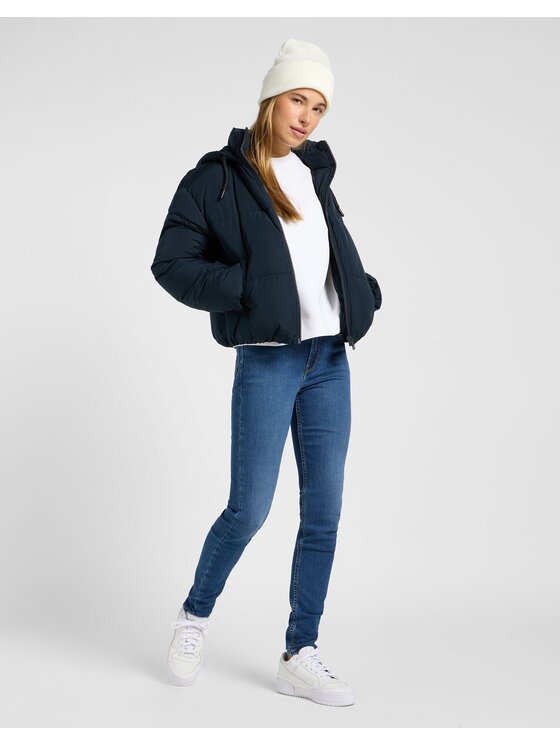 Lee Lee Kurtka przejściowa HOODED PUFFER JACKET Czarny Relaxed Fit