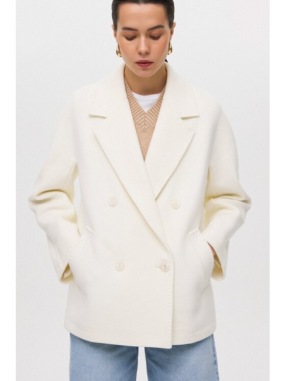Estro Estro Cappotto ER00117054 Bianco Loose Fit