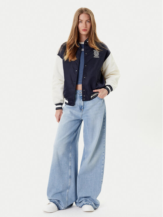 Guess Jeans Guess Jeans Kurtka bomber W5YL15 WHAA2 Granatowy Regular Fit