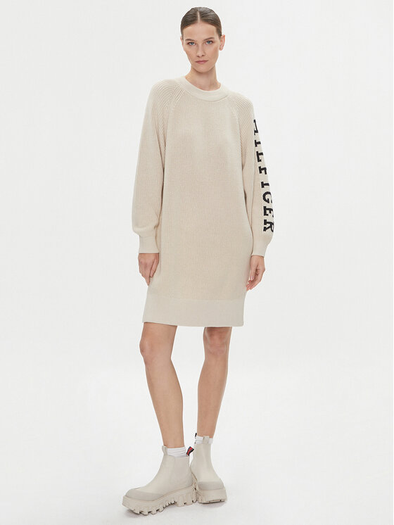 Tommy Hilfiger Tommy Hilfiger Trikotažinė suknelė WW0WW39375 Smėlio Relaxed Fit