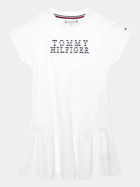 Tommy Hilfiger Kleid für den Alltag KG0KG07187 D Weiß Regular Fit