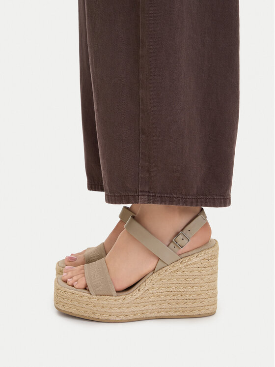 Calvin Klein Еспадрили Wedge Espad 70 Webbing Lth HW0HW02901 Бежов