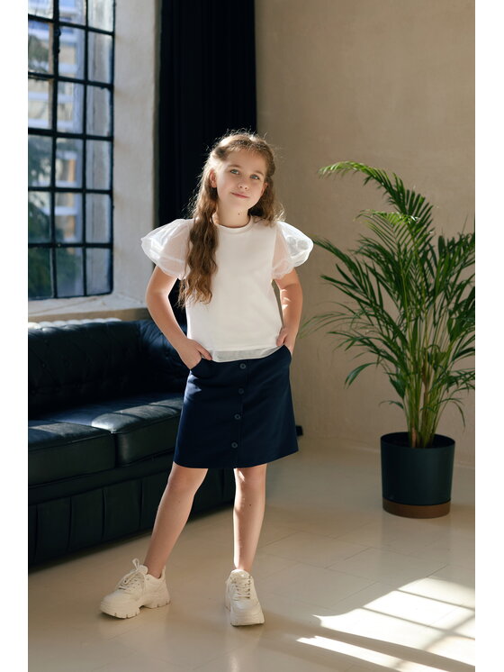 SLY SLY Spódnica 5S-308B Granatowy Comfortable Fit