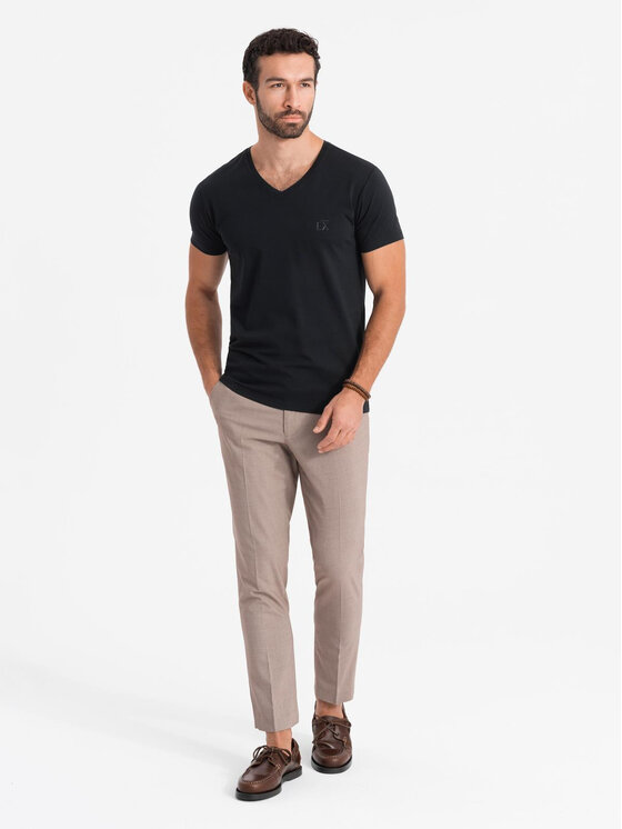 Ombre Ombre T-Shirt OM-TSBC-0221 Czarny Slim Fit