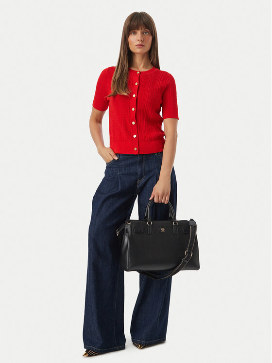 Tommy Hilfiger Дамска чанта Th Joy Satchel AW0AW19067 Черен